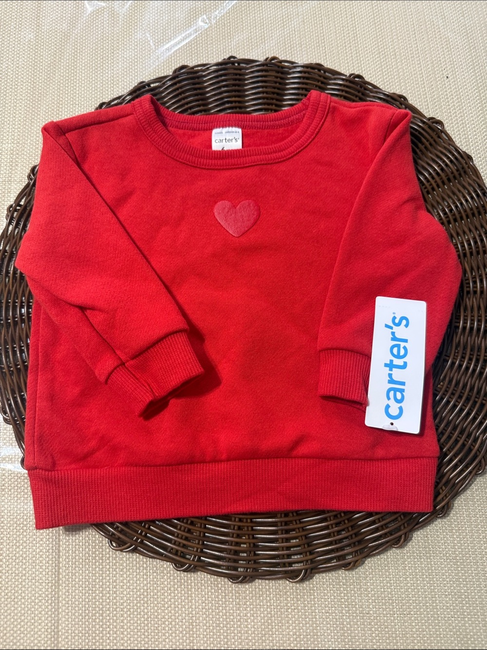 NWT- Carter's Red Heart Pullover Sweatshirt- 6 months.